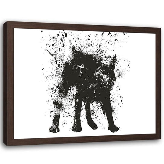 Plakat w ramie brązowej Feeby, Abstrakcja chlapiący pies 70x50 cm Feeby