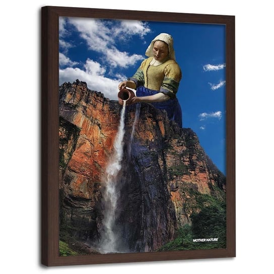 Plakat w ramie brązowej FEEBY Abstrakcja wodospad, 50x70 cm Feeby