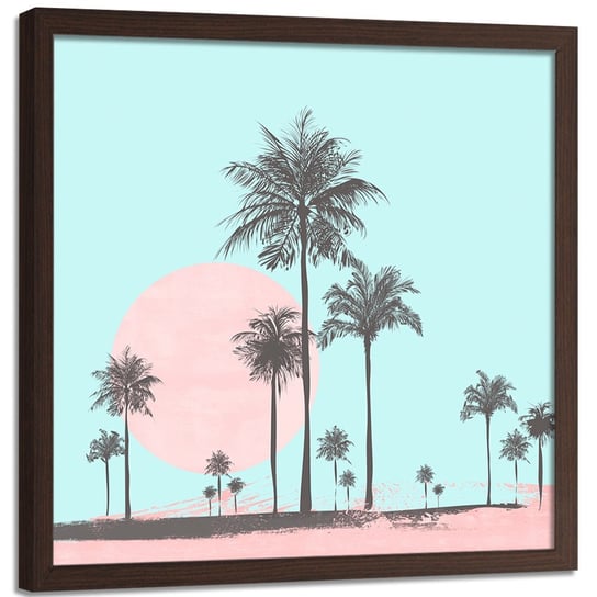 Plakat w ramie brązowej FEEBY Abstrakcyjne palmy, 80x80 cm Feeby