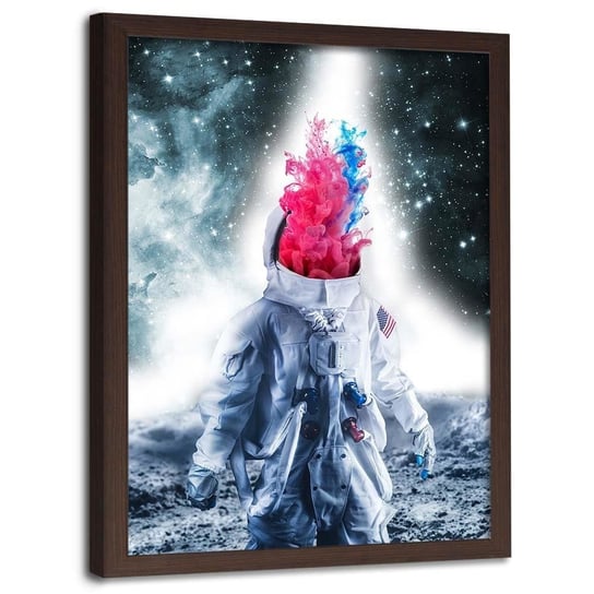 Plakat w ramie brązowej FEEBY Abstrakcyjny amerykański astronauta, 50x70 cm Feeby