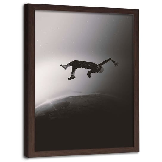 Plakat w ramie brązowej FEEBY Abstrakcyjny astronauta, 70x100 cm Feeby