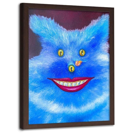 Plakat w ramie brązowej FEEBY Abstrakcyjny kot, 70x100 cm Feeby