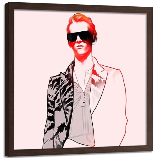 Plakat w ramie brązowej FEEBY Abstrakcyjny portret mężczyzny, 40x40 cm Feeby