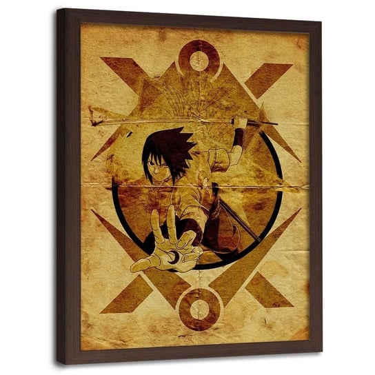Plakat w ramie brązowej FEEBY, Anime wojownik z mieczem, 40x60 cm Feeby