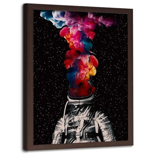 Plakat w ramie brązowej FEEBY Astronauta i kolory, 40x60 cm Feeby