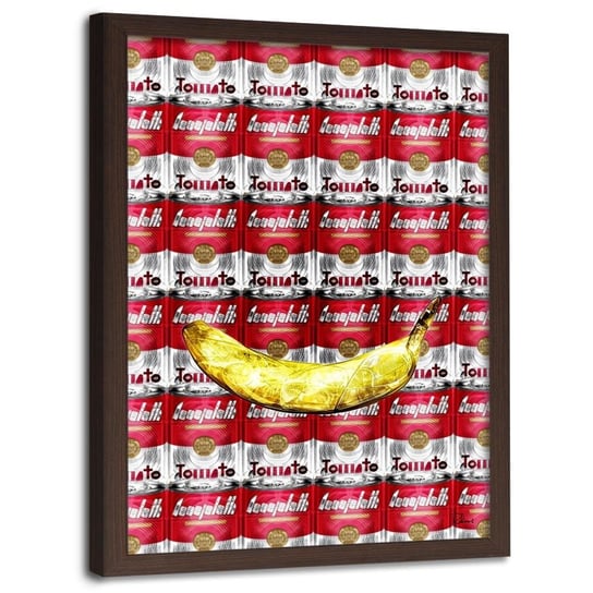 Plakat w ramie brązowej FEEBY Banan i puszki, 50x70 cm Feeby