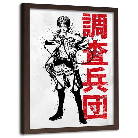 Plakat w ramie brązowej FEEBY Bohaterka anime, 40x60 cm Feeby