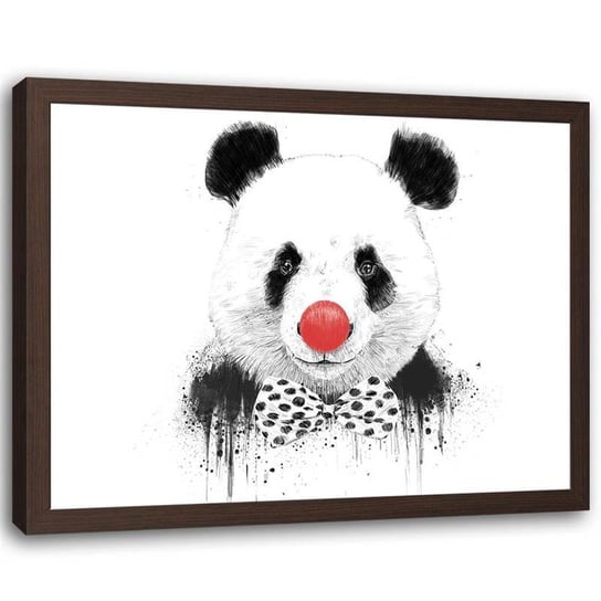 Plakat w ramie brązowej Feeby, Clown panda w przebraniu 60x40 cm Feeby