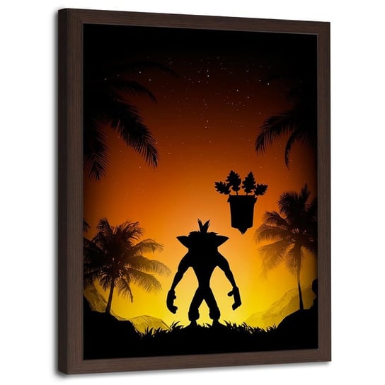 Plakat w ramie brązowej FEEBY Crash Bandicoot, 70x100 cm Feeby