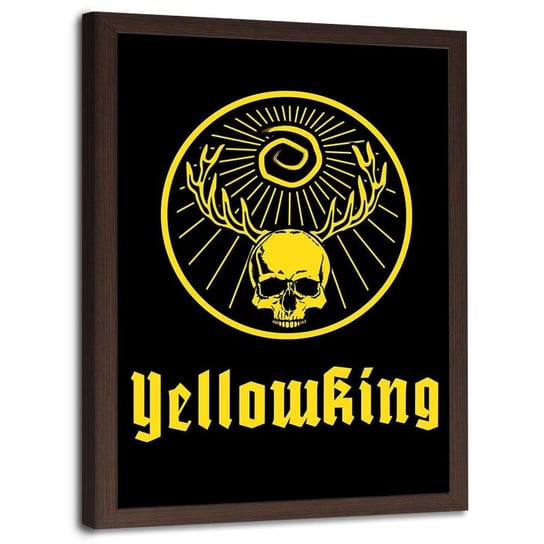 Plakat w ramie brązowej FEEBY Czaszka żółtego króla, 70x100 cm Feeby