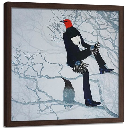 Plakat w ramie brązowej FEEBY Człowiek ptak, 60x60 cm Feeby