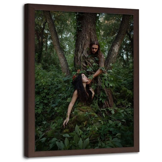 Plakat w ramie brązowej FEEBY, Duchy lasu abstrakcja, 50x70 cm Feeby