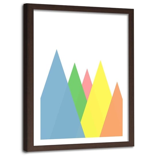 Plakat w ramie brązowej FEEBY Góry jako abstrakcyjne trójkąty, 40x60 cm Feeby
