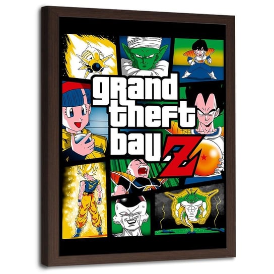Plakat w ramie brązowej FEEBY Grand Theft Ball Z, 50x70 cm Feeby