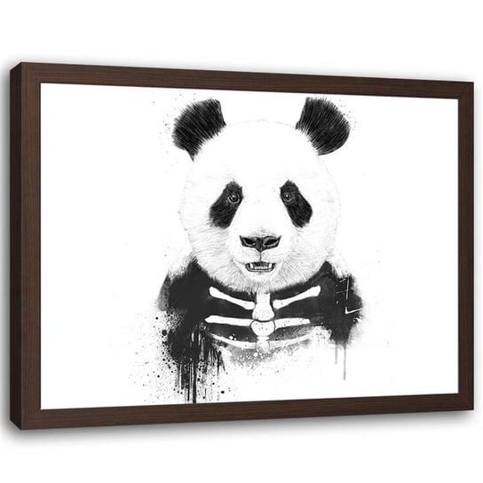 Plakat w ramie brązowej Feeby, Halloween panda szkielet 60x40 cm Feeby