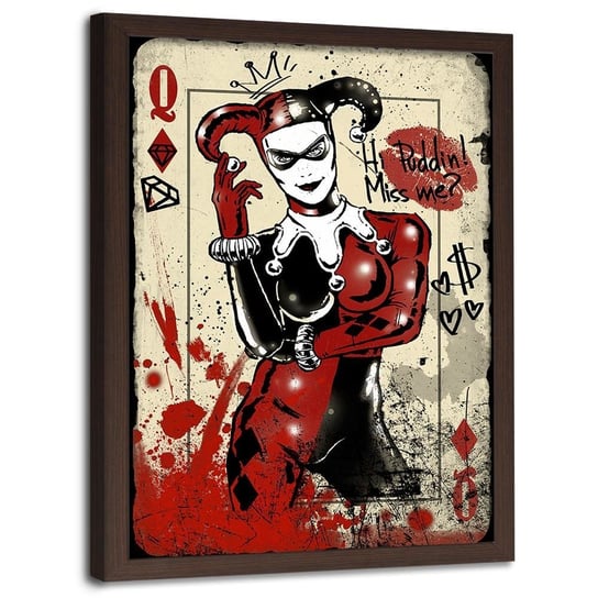 Plakat w ramie brązowej FEEBY, Harley Quinn, 40x60 cm Feeby