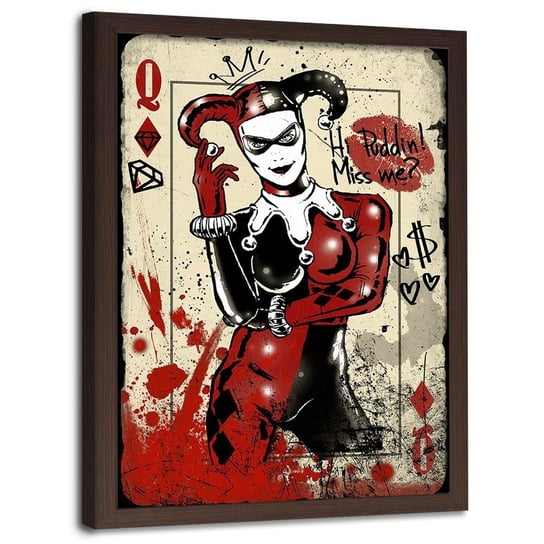 Plakat w ramie brązowej FEEBY, Harley Quinn, 70x100 cm Feeby