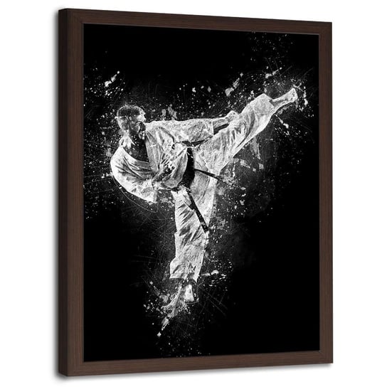 Plakat w ramie brązowej FEEBY Karateka, 50x70 cm Feeby