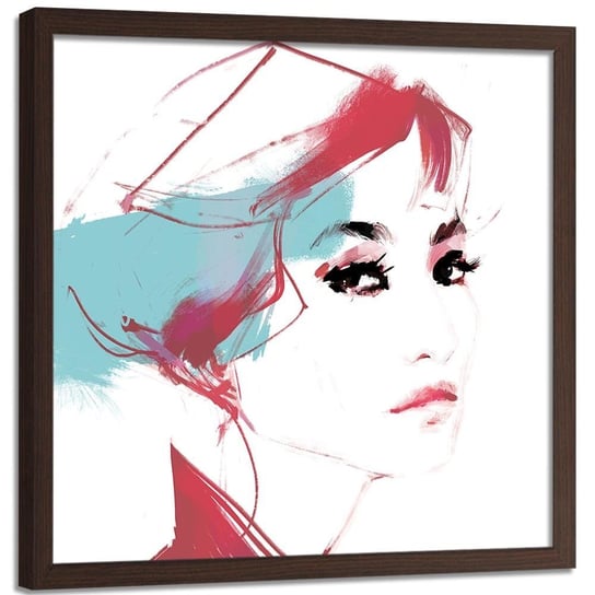 Plakat w ramie brązowej FEEBY Kobiece spojrzenie abstrakcja, 80x80 cm Feeby