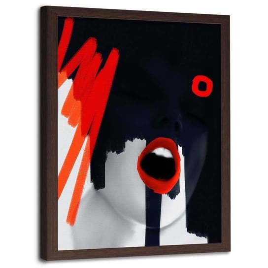 Plakat w ramie brązowej FEEBY Kobieta abstrakcja, 70x100 cm Feeby