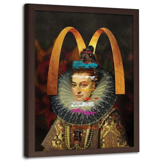 Plakat w ramie brązowej FEEBY Kobieta w koronkowej kryzie, 40x60 cm Feeby