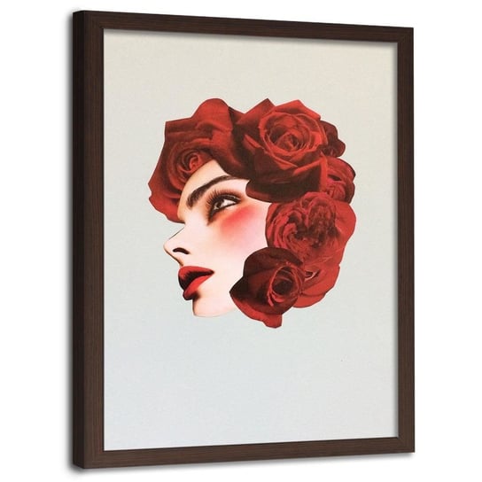 Plakat w ramie brązowej FEEBY Kolaż z czerwonymi różami, 40x60 cm Feeby
