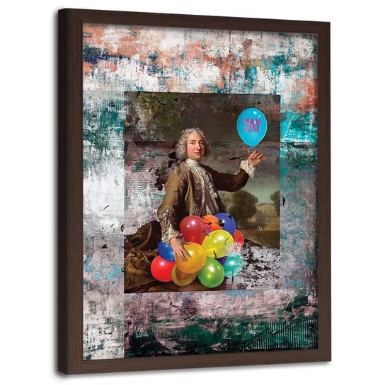 Plakat w ramie brązowej FEEBY Kolorowe baloniki, 40x60 cm Feeby