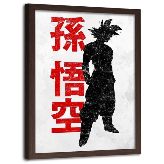 Plakat w ramie brązowej FEEBY Kontury postaci Dragon Ball, 50x70 cm Feeby
