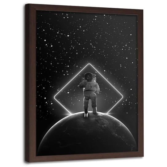 Plakat w ramie brązowej FEEBY Kosmiczny kolaż, 40x60 cm Feeby