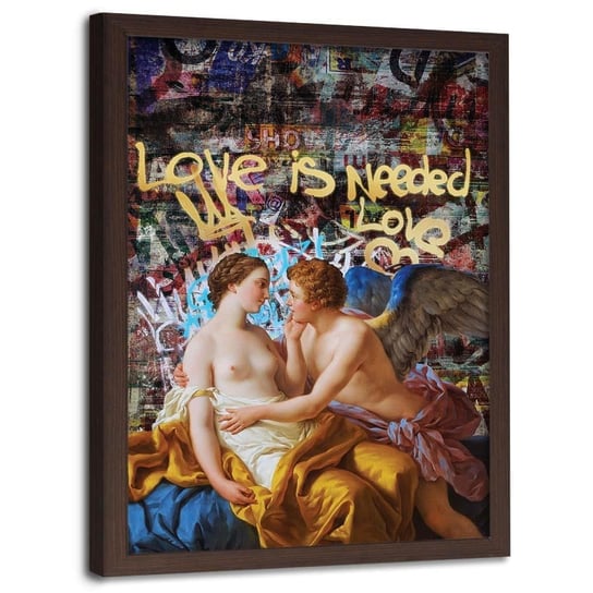 Plakat w ramie brązowej FEEBY Love is needed, 70x100 cm Feeby