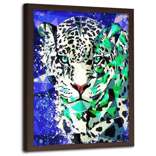 Plakat w ramie brązowej FEEBY Malowany jaguar, 70x100 cm Feeby