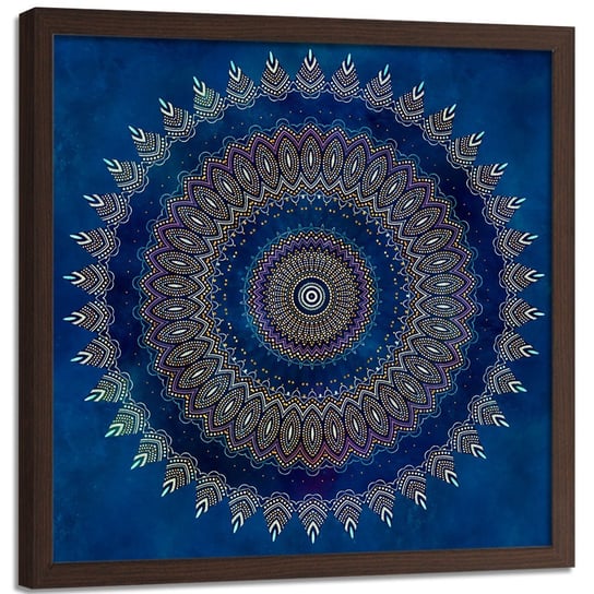 Plakat w ramie brązowej FEEBY, Mandala, abstrakcja, 60x60 cm Feeby