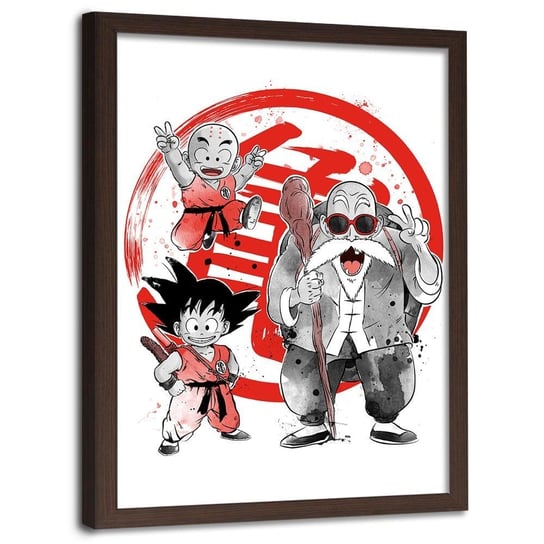 Plakat w ramie brązowej FEEBY Manga mali wojownicy, 50x70 cm Feeby
