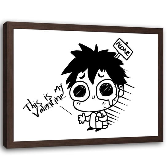 Plakat w ramie brązowej FEEBY Manga mały chłopiec, 60x40 cm Feeby