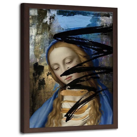 Plakat w ramie brązowej FEEBY Matka boska portret, 40x60 cm Feeby
