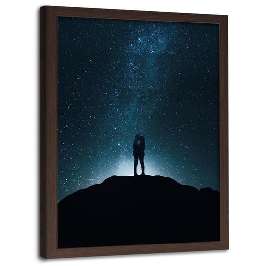 Plakat w ramie brązowej FEEBY Miłość w świetle gwiazd, 70x100 cm Feeby