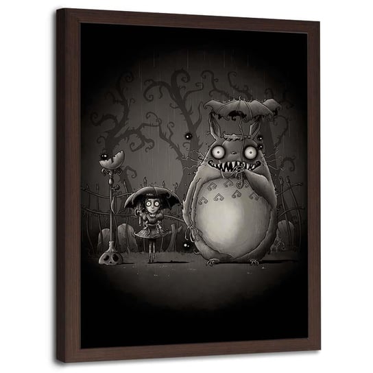 Plakat w ramie brązowej FEEBY Mój sąsiad Totoro, 70x100 cm Feeby