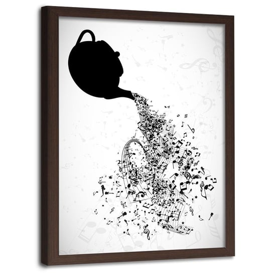 Plakat w ramie brązowej FEEBY Muzyczna herbata, 50x70 cm Feeby