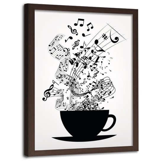Plakat w ramie brązowej FEEBY Muzyczna kawa, 40x60 cm Feeby