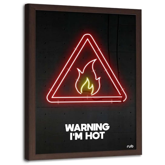 Plakat w ramie brązowej FEEBY Neony gorący jak ogień, 40x60 cm Feeby
