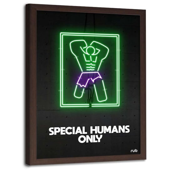 Plakat w ramie brązowej FEEBY Neony Hulk, 70x100 cm Feeby