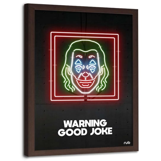 Plakat w ramie brązowej FEEBY Neony Joker, 40x60 cm Feeby