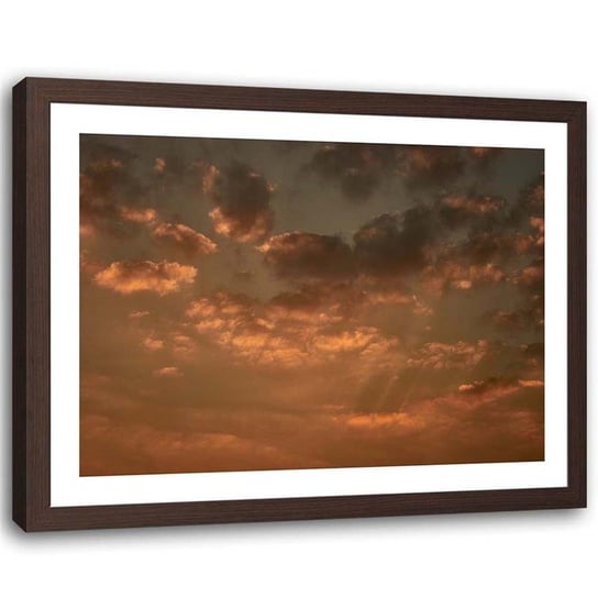Plakat w ramie brązowej Feeby, Niebo podczas zachodu słońca 120x80 cm Feeby