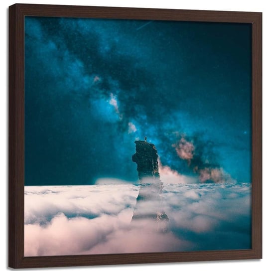 Plakat w ramie brązowej FEEBY Noc w chmurach, 40x40 cm Feeby