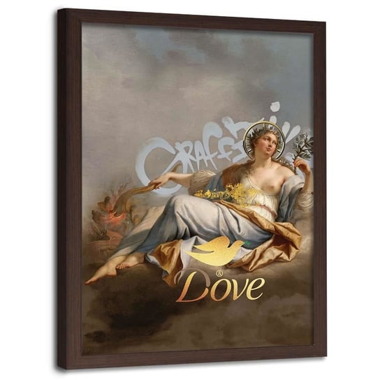 Plakat w ramie brązowej FEEBY Peace and love, 40x60 cm Feeby