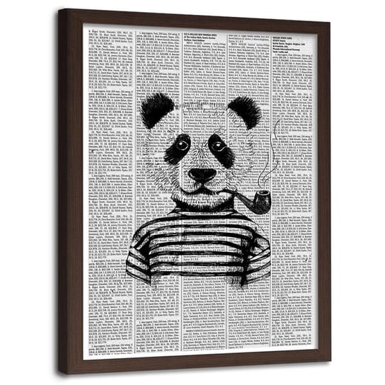 Plakat w ramie brązowej Feeby, portret abstrakcja panda 30x40 cm Feeby