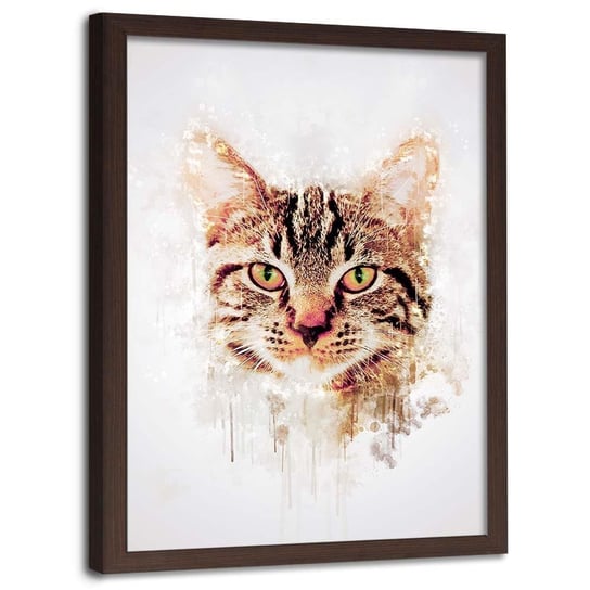 Plakat w ramie brązowej FEEBY Portret kota, 40x60 cm Feeby