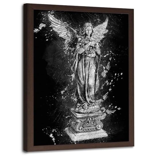 Plakat w ramie brązowej FEEBY Posąg anioła, 70x100 cm Feeby