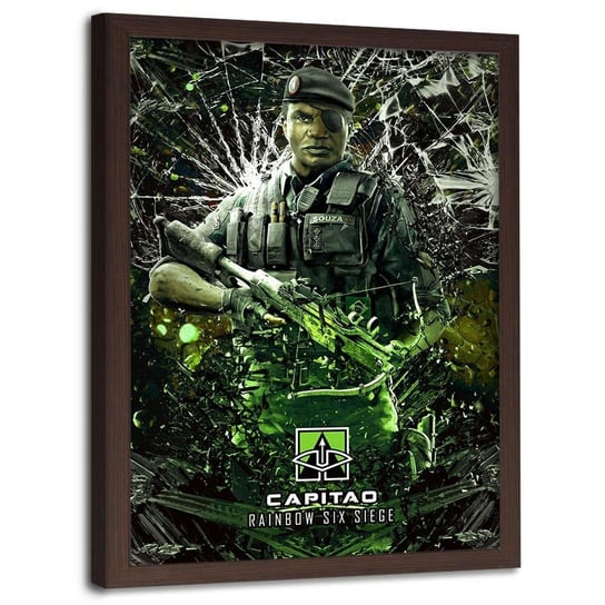 Plakat w ramie brązowej FEEBY Postać żołnierza, 40x60 cm Feeby