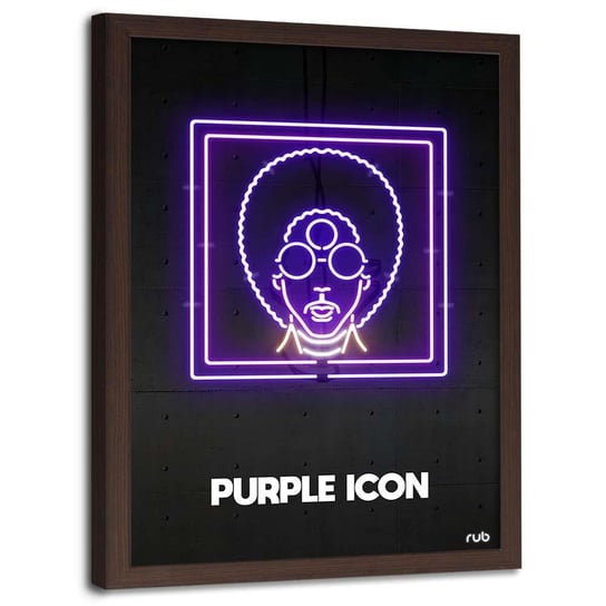 Plakat w ramie brązowej FEEBY Purpurowa ikona neon, 70x100 cm Feeby